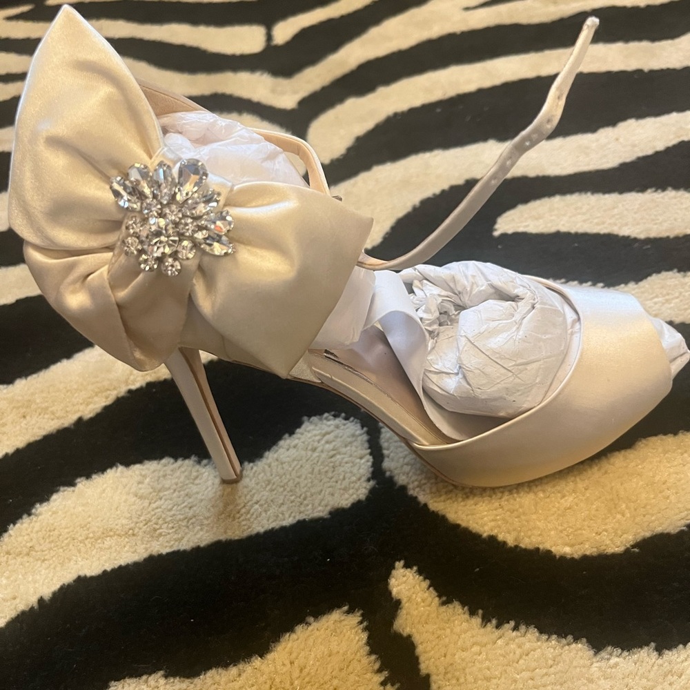 Beautiful off white wedding shoe.